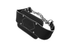 Black Leather Dipping Belt With Chain - Pullum